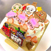小さな子供に大人気のキャラクターのオーダークッキーが沢山のったオーダメイドケーキ